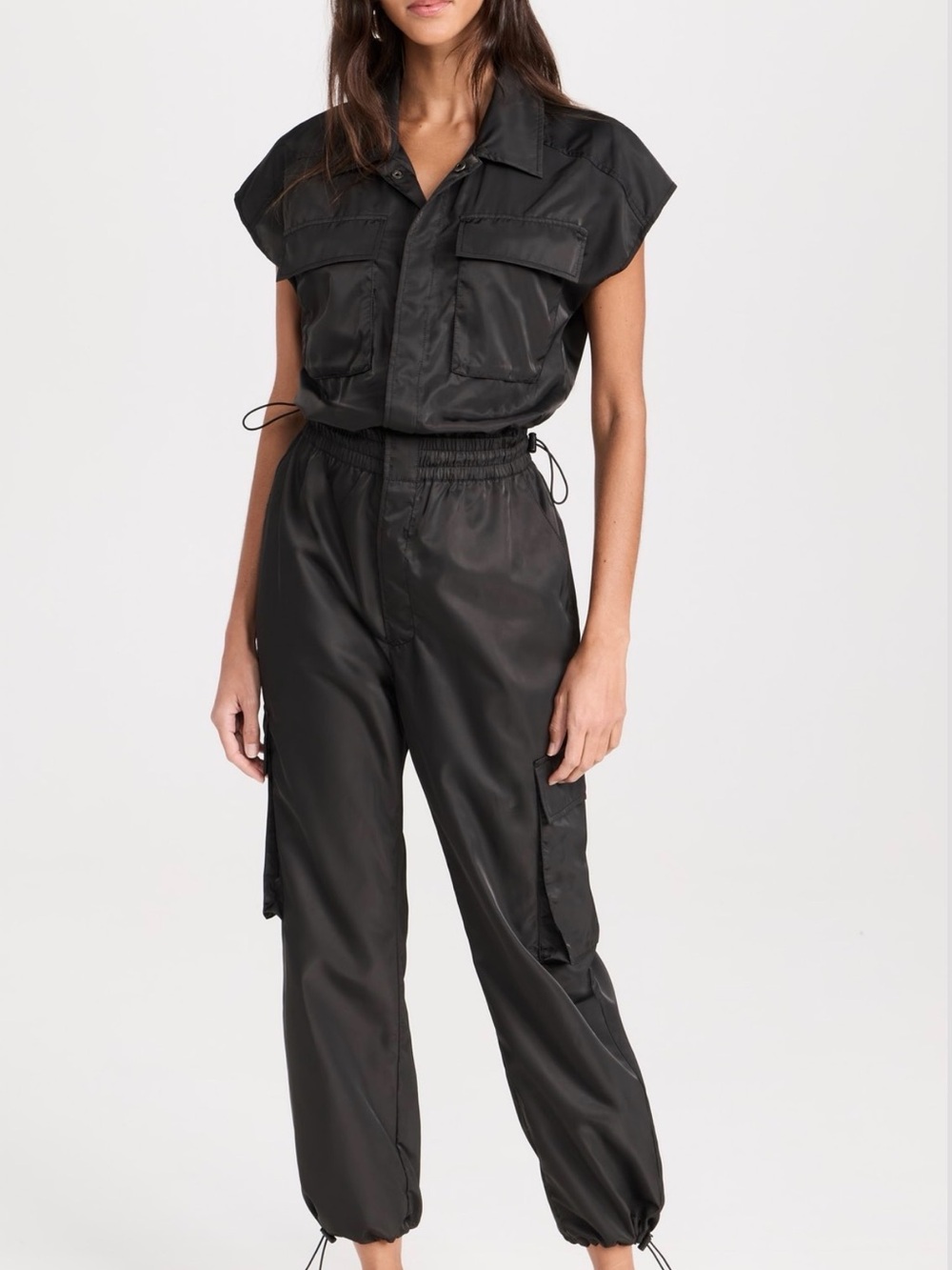 pistola Black Utility Cargo Jumpsuit
